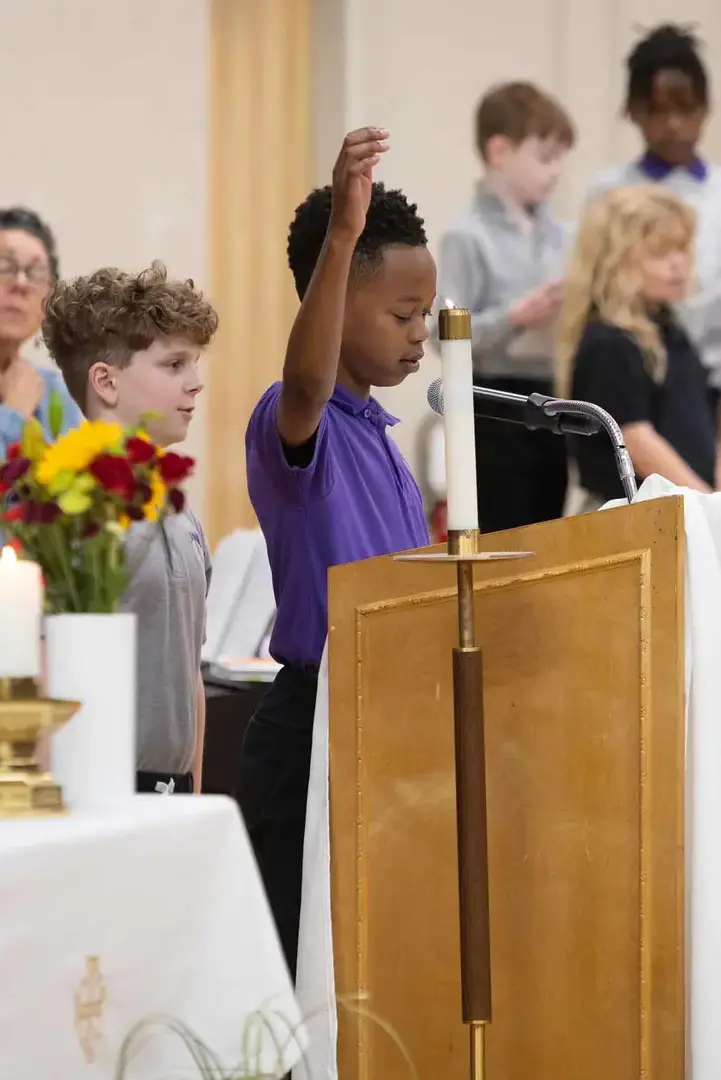 Catholic yet welcoming and open to all faiths, diverse, faith formation, service learning, religion, open dialogue, all school mass, prayer service.