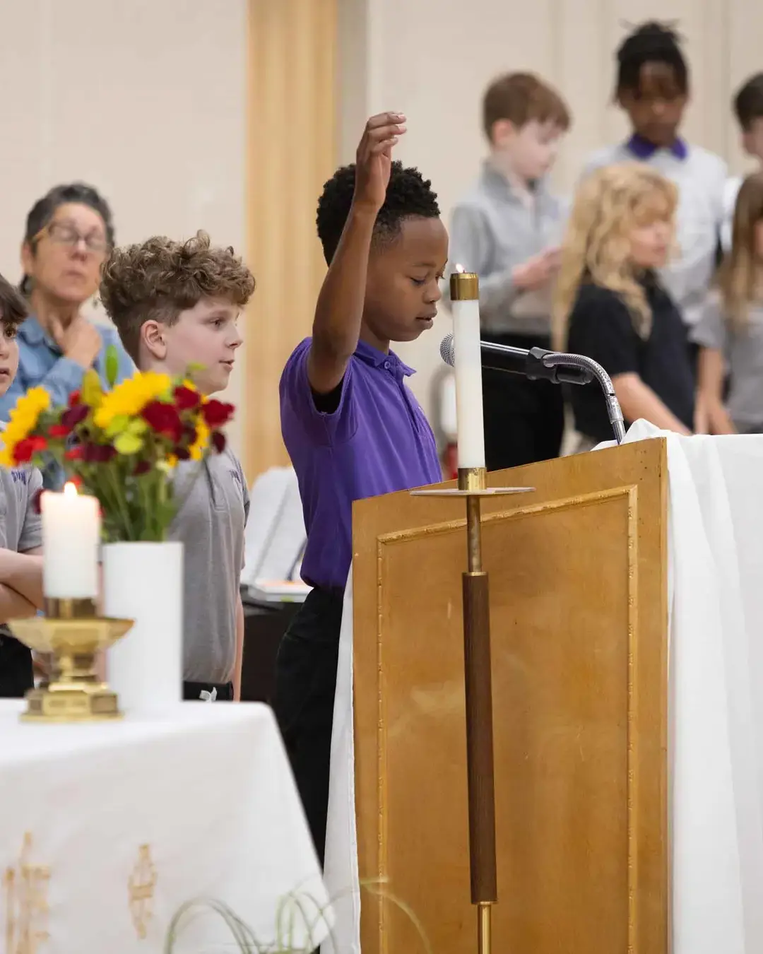 Catholic yet welcoming and open to all faiths, diverse, faith formation, service learning, religion, open dialogue, all school mass, prayer service
