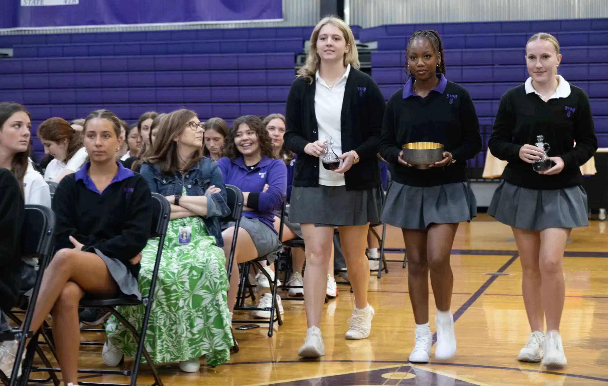Notre Dame de Sion High School students taking part in a Mass.