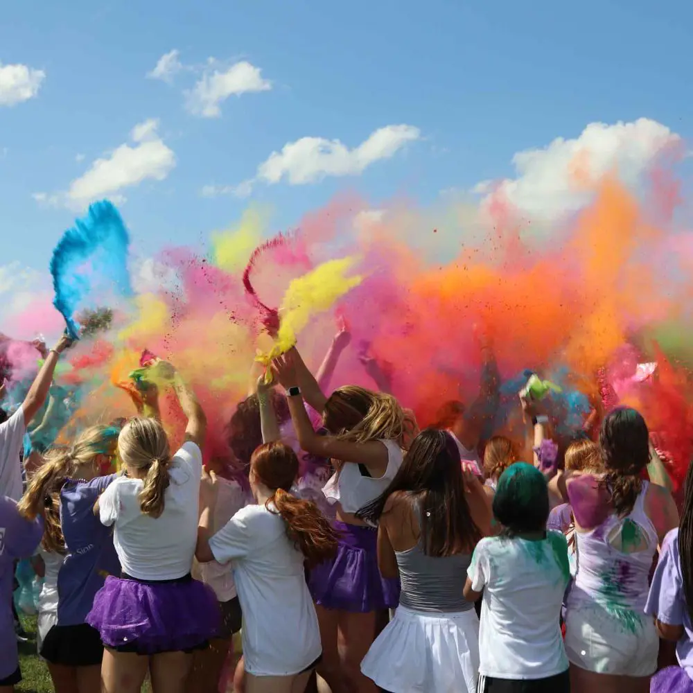 Confidence, stepping out of comfort zone, student life, field day, color throw, all-girls school, empowerment, women in leadership